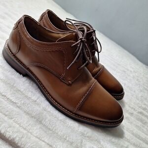 Nunn Bush Centro Formal Flex Leather Oxford Shoes Mens 8.5 Brown  Tye Cap Toe